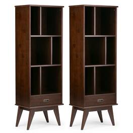 Simpli Home - Draper 22 inch 6 Cubbie Bookcase (Set of 2) - Medium Auburn Brown
