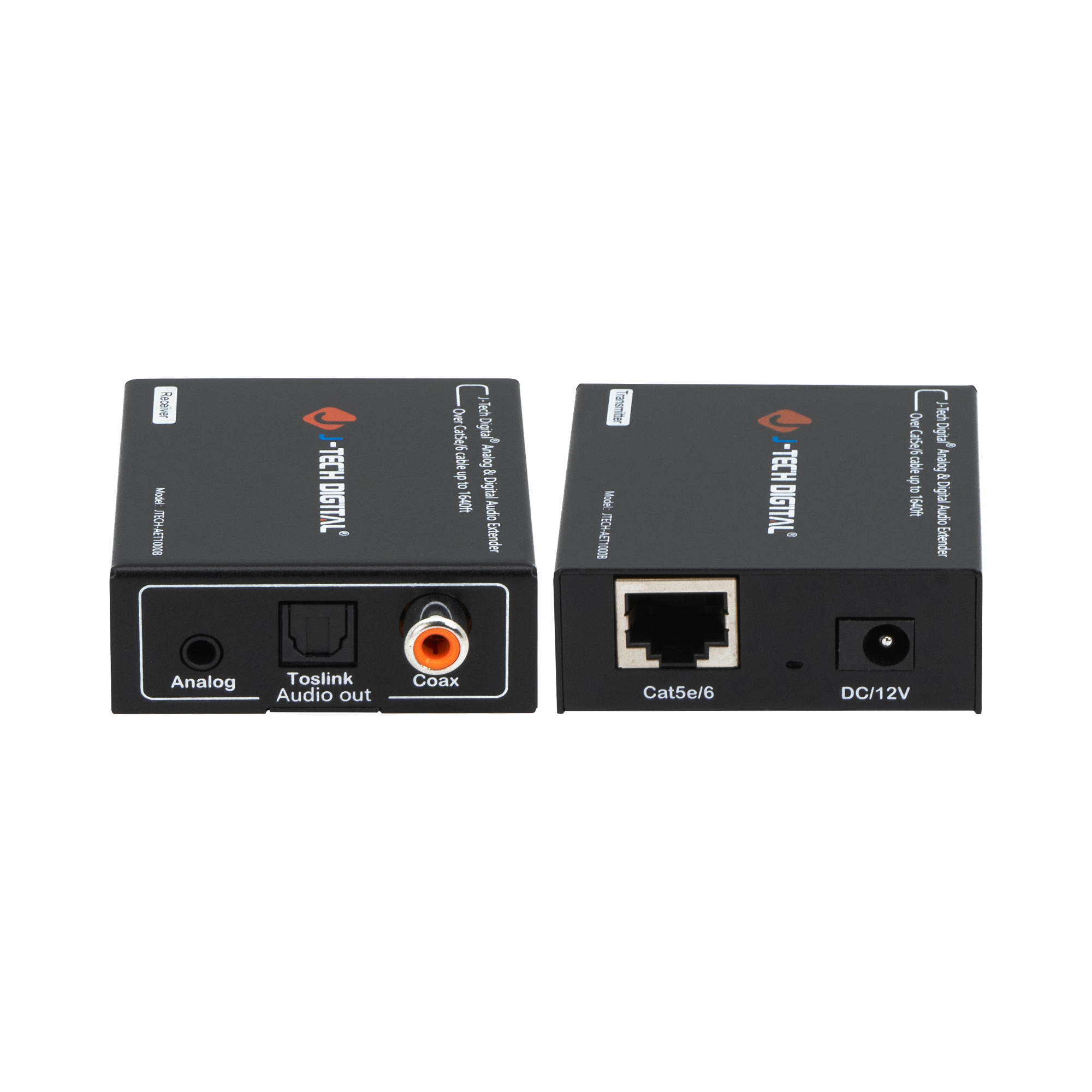J-Tech Digital - Digital and Analog Audio Extender Over Ethernet CAT5e/6 (1640ft) - Black