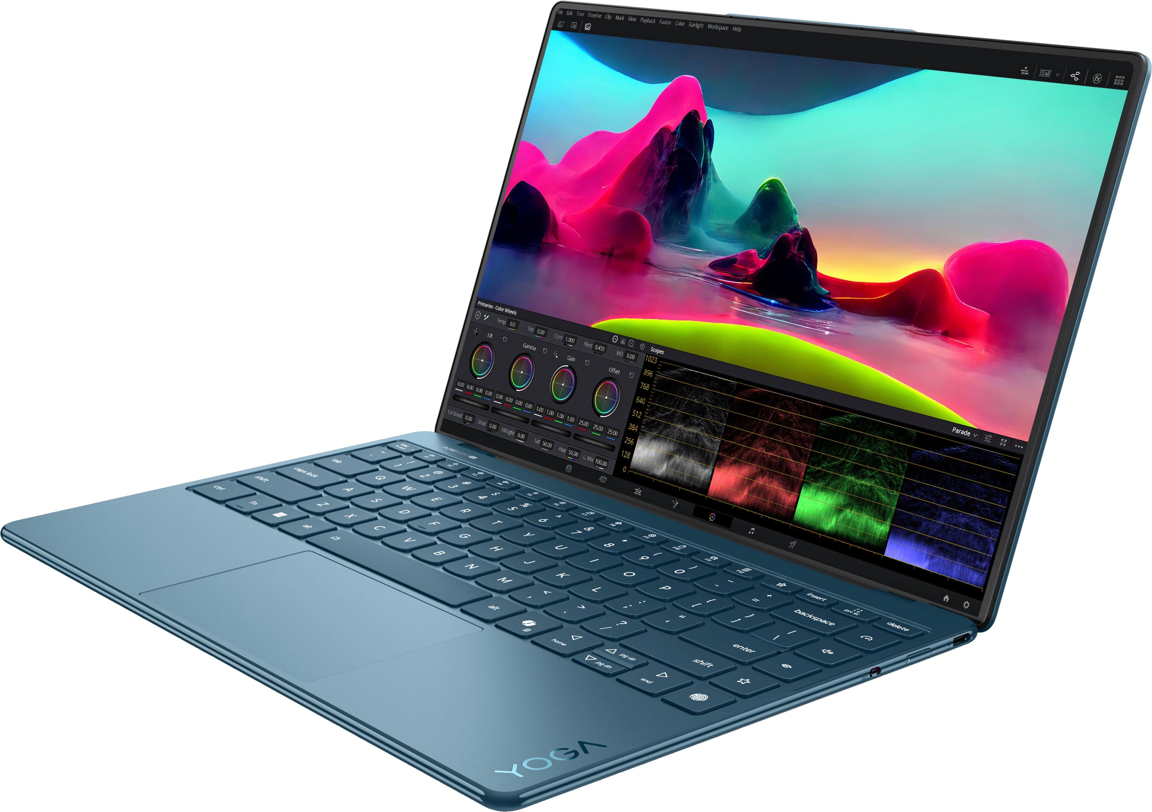 Alt View 15. Lenovo - Yoga Slim 9i - Copilot+ PC - 14" 4K 120Hz OLED Touchscreen Laptop - Intel Core Ultra 7 258V 2024 - 32GB RAM - 1TB SSD - Tidal Teal.
