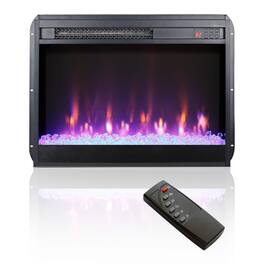 Ecooso - 23 inch electric fireplace , crystal & realistic flame, remote control with timer, overheating protection - Black