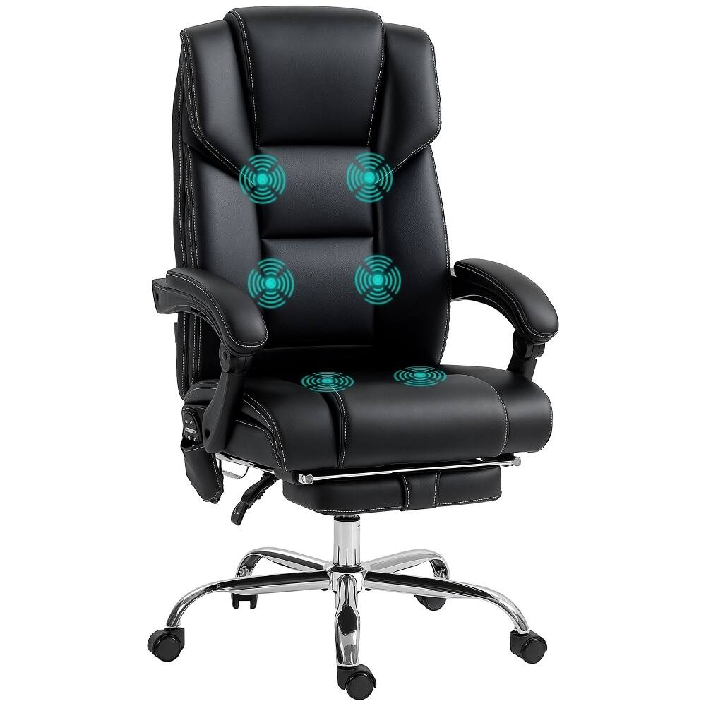 Alt View 7. Loheer - Loheer Massage Office Chair Heated Reclining Desk Chair Black - Black.