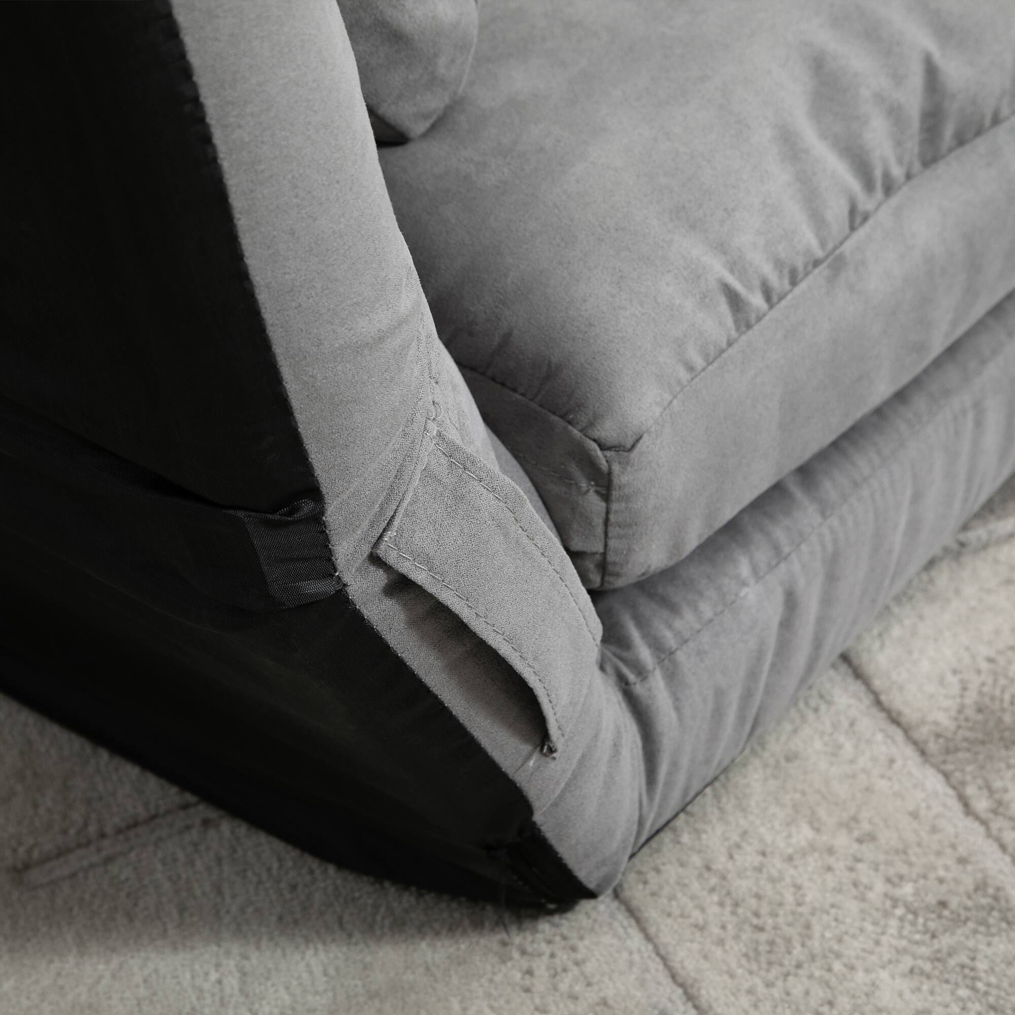 Alt View 8. Homcom - Folding Floor Sofa Chair Bed w/ 2 Pillows, Adjustable Headrest (40.25") - Gray.