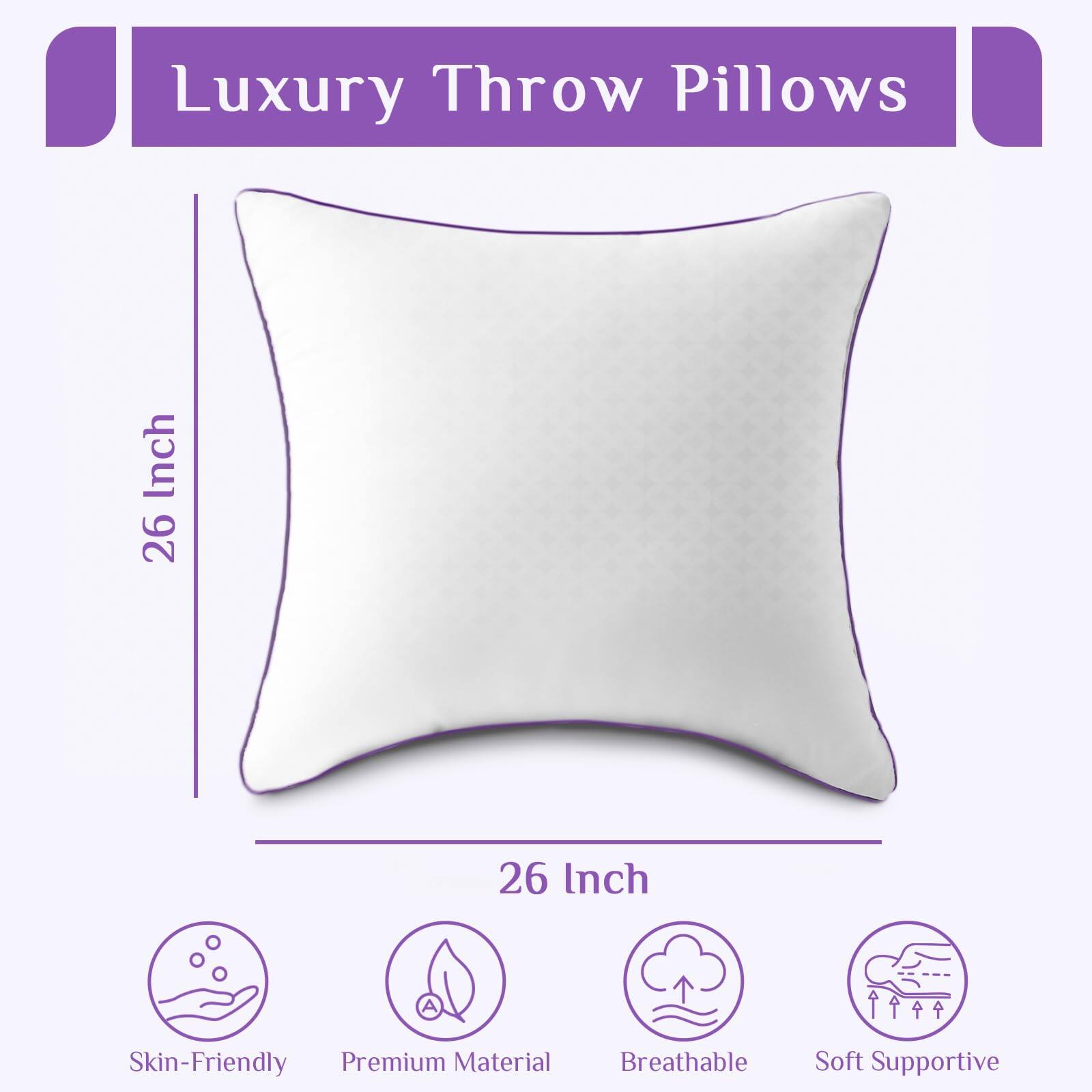 Luxury Throw Pillows

26 Inch

26 Inch

- Skin-Friendly
- Premium Material
- Breathable
- Soft Supportive