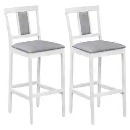 Costway - Upholstered Barstool Set of 2, Modern 29.5" Bar Height Kitchen Island Stool - White + Gray