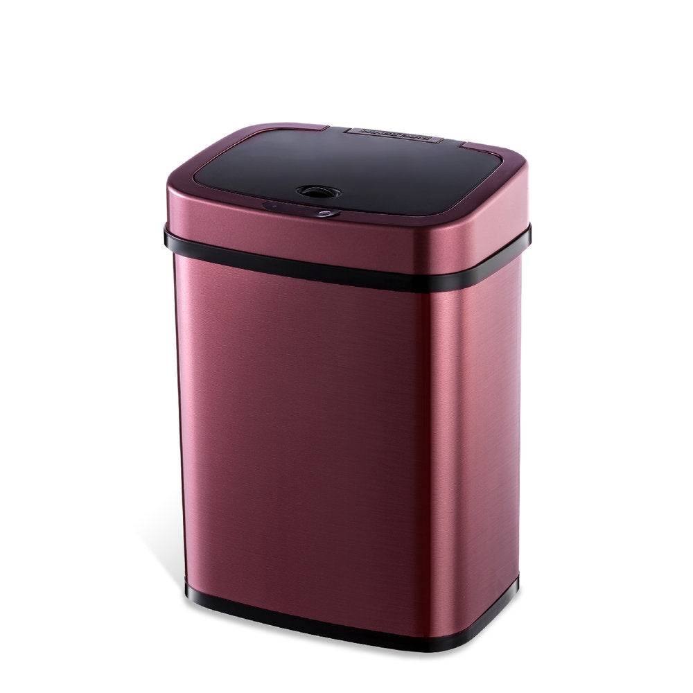 Front. Hivvago - 3-Gallon Motion Sensor Touchless Stainless Steel Trash Can in Burgundy Copper - Burgundy Copper.
