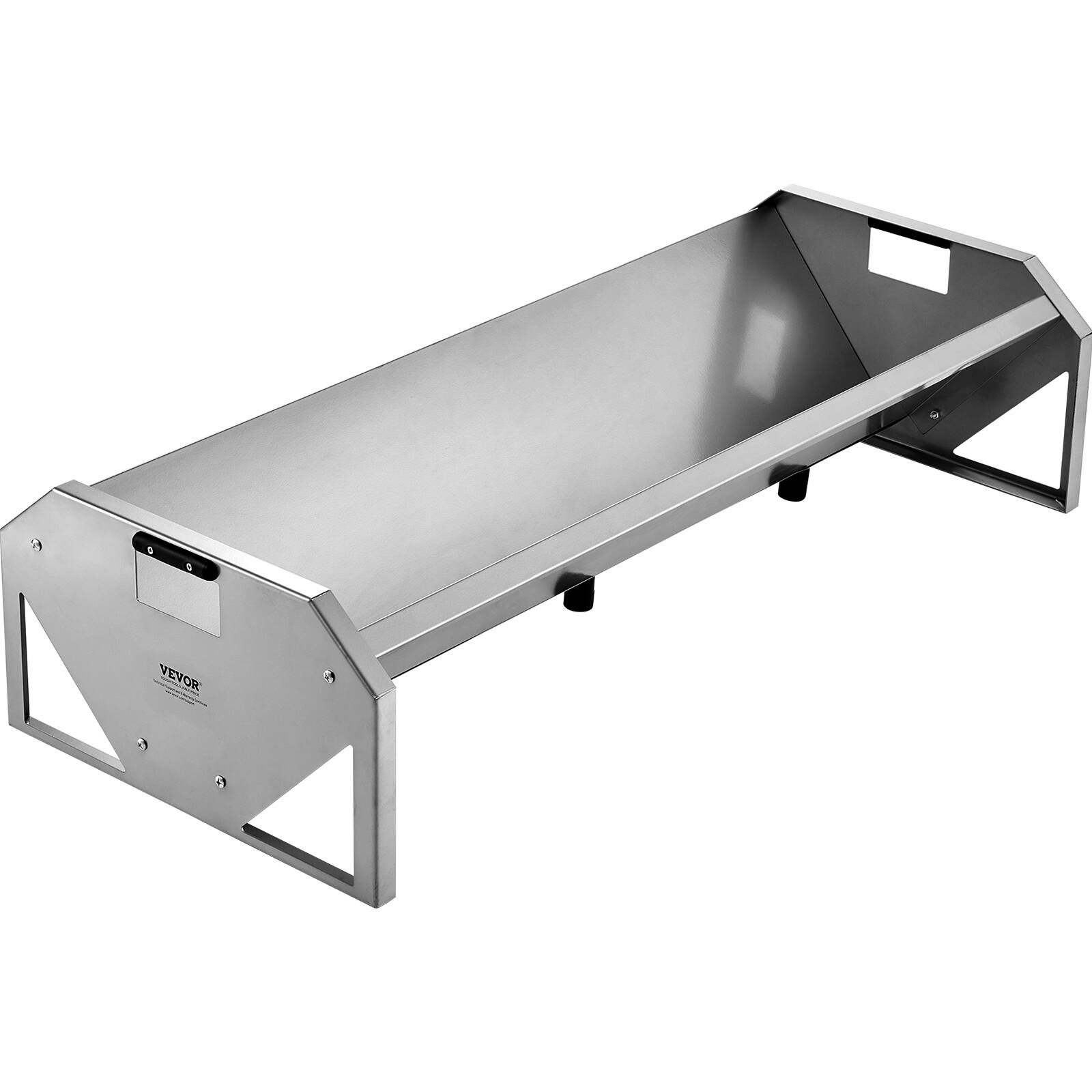 Alt View 5. VEVOR - Livestock Feeding Trough, 22 Gallon Capacity, 45" Hay Feeder, Heavy Duty Steel Livestock Trough - silver.