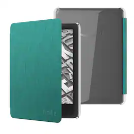 Amazon - Fabric Case with Clear Back for Kindle Paperwhite (2024 Release) and Kindle Colorsoft Signature Edition - Jade
