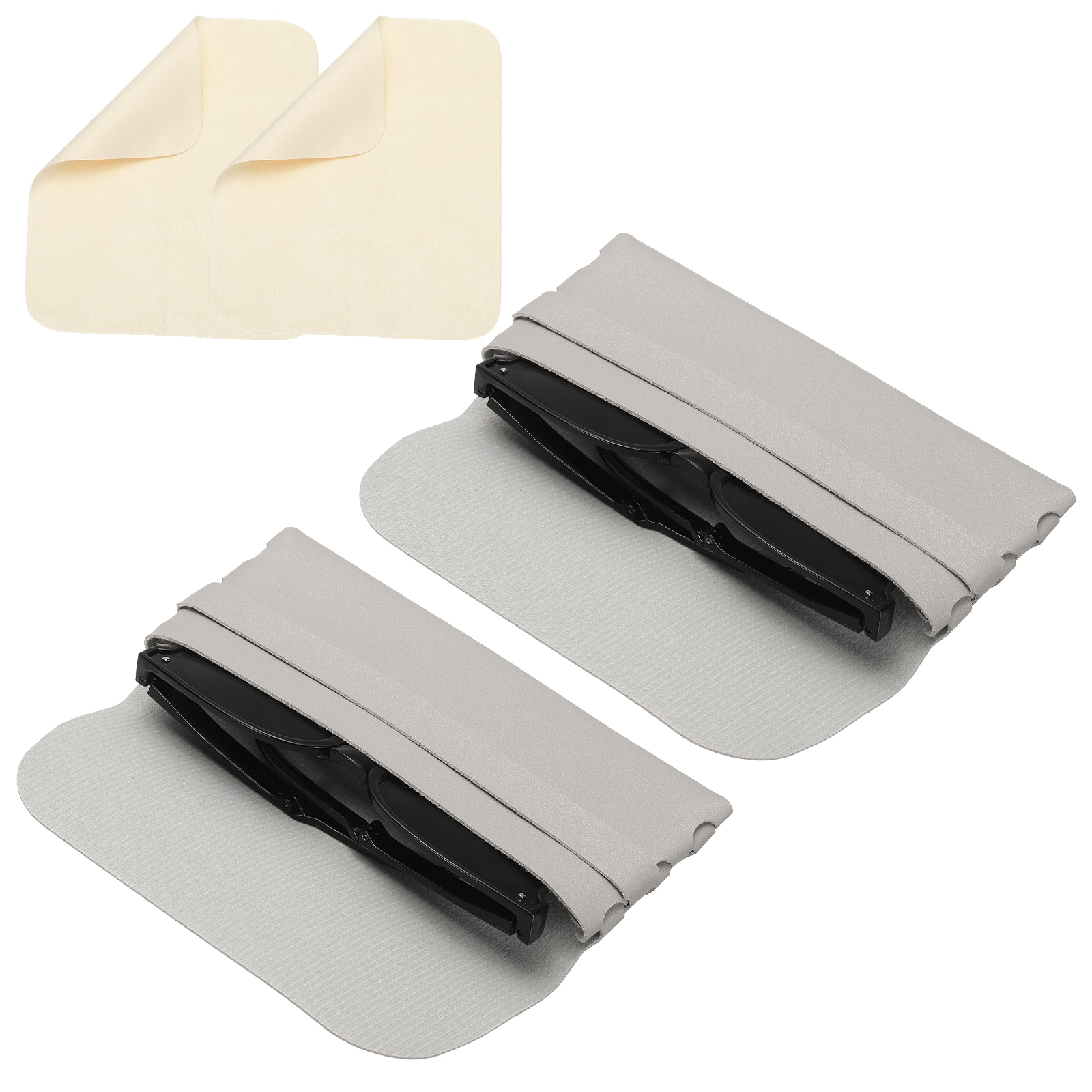 "Unique Bargains - 2pcs Soft Leather Eyeglass Case 6.7x3.1x1"" Reading Pouch with Cleaning Cloth - Light Gray" price history on PriceWatchPro