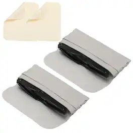 Unique Bargains - 2pcs Soft Leather Eyeglass Case 6.7x3.1x1" Reading Pouch with Cleaning Cloth - Light Gray
