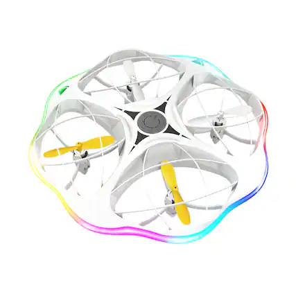 Front. BEARSOLIM - 360° Obstacle Avoidance UFO Drone with Colorful Running Lights, Light Mode Switching, RC Quadcopter Toy.