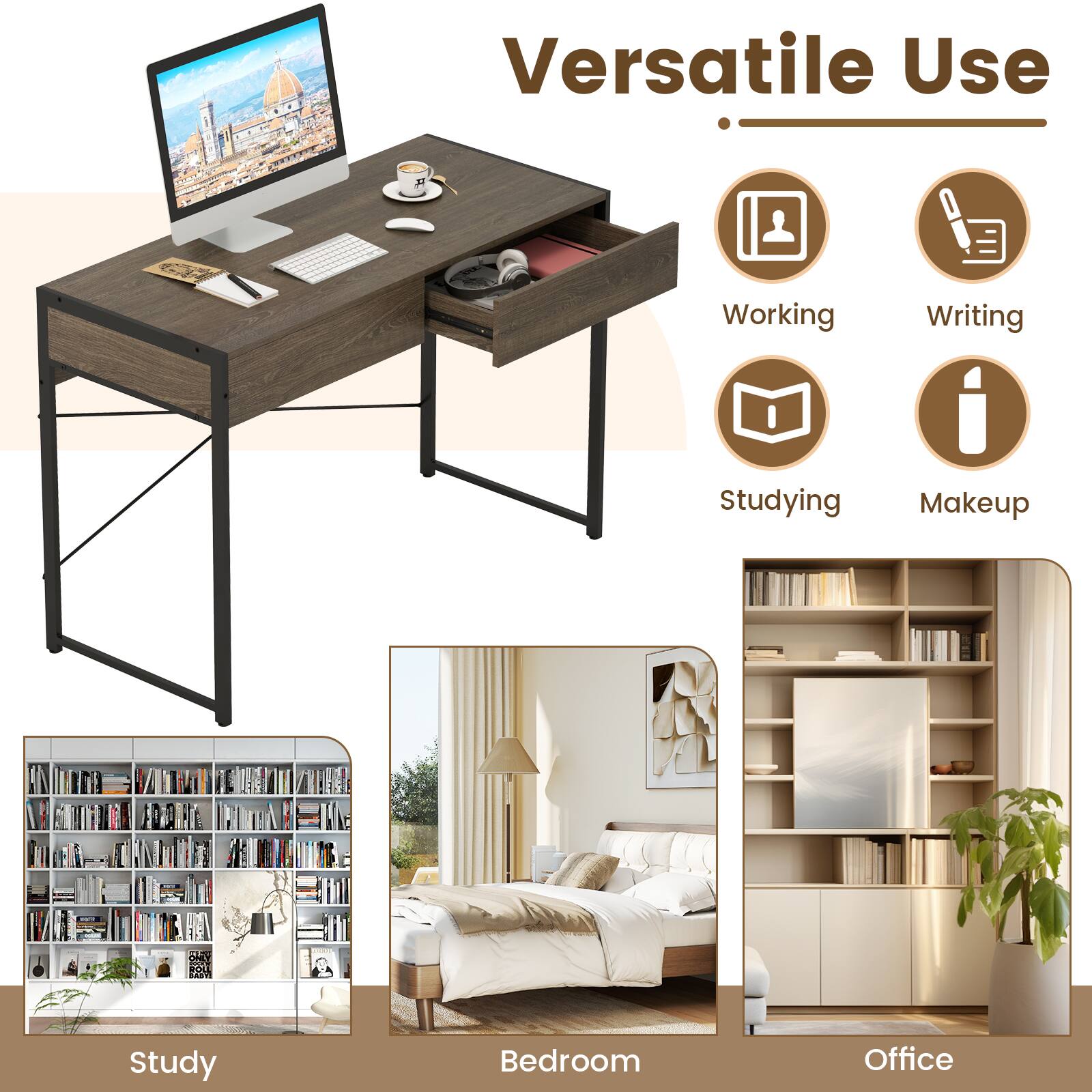 Versatile Use

- Working
- Writing
- Studying
- Makeup

Study
Bedroom
Office