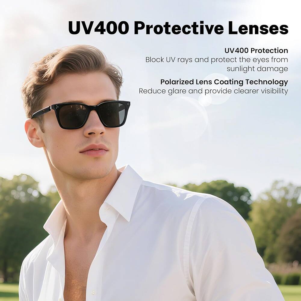 UV400 Protective Lenses

UV400 Protection  
Block UV rays and protect the eyes from sunlight damage

Polarized Lens Coating Technology  
Reduce glare and provide clearer visibility