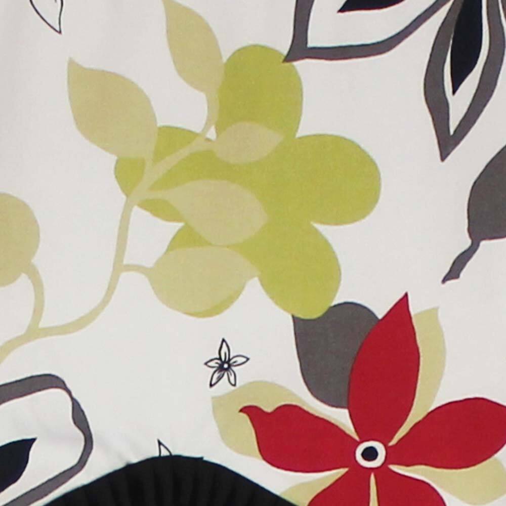 Left. RLF Home - RLF Home Aria Ruffled Window Treatment Provance Valance 3" Rod Pocket 50" x 17" Multi/Ivory - Multi ivory.