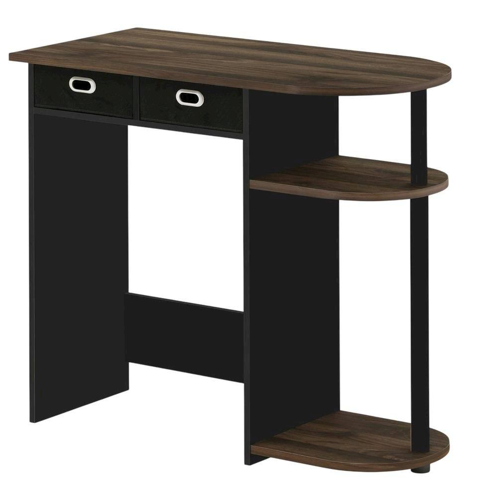 Back. BisonOffice - Computer workstation with Columbia Walnut, black finish, sleek design, durable - Columbia Walnut/Black/Dark Brown.