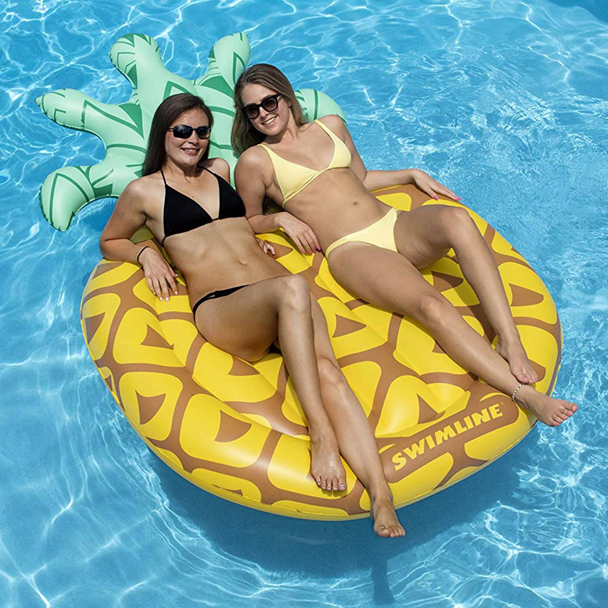 Alt View 1. Swimline - Swimline Jumbo 88" x 50" Inflatable Tropical Pineapple Pool Float Island Lounger - Pineapple.