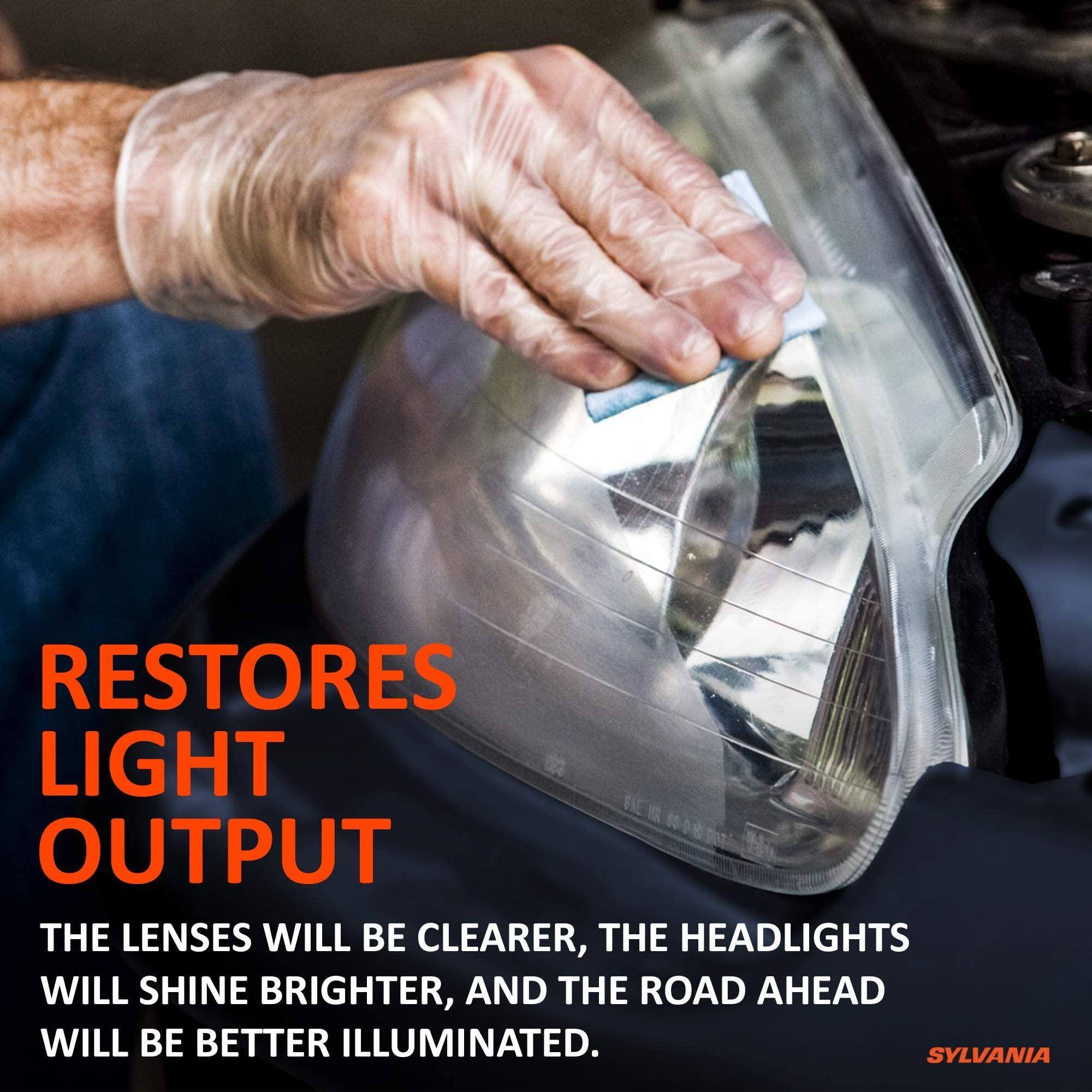 RESTORES LIGHT OUTPUT

THE LENSES WILL BE CLEARER, THE HEADLIGHTS WILL SHINE BRIGHTER, AND THE ROAD AHEAD WILL BE BETTER ILLUMINATED.

SYLVANIA