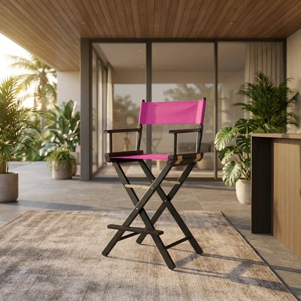 Alt View 4. FurniFact - Magenta Director's Chair - BlackFrame/Magenta Canvas.