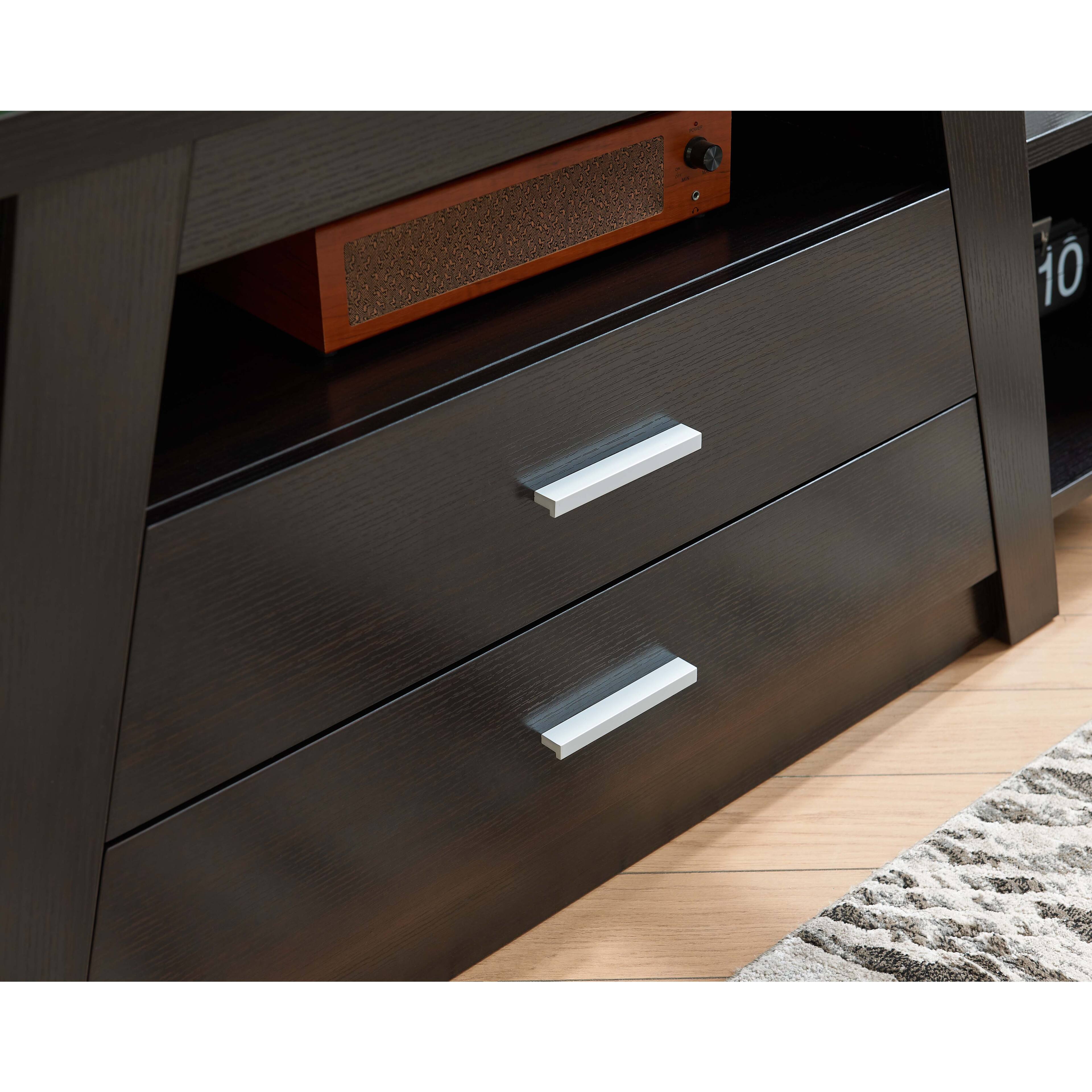 Left. APRILSOUL - Two drawer tv stand cabinet tall with two cubbies divided shelf modern design - Espresso.