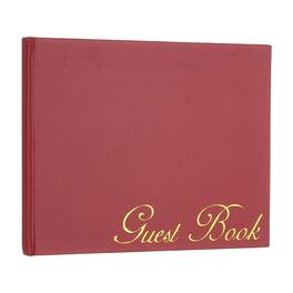 Unique Bargains - Elegant Guestbook 9x7 Inch PU Leather Wedding Sign in Book with 50 Blank 120GSM Pages for Events - Burgundy