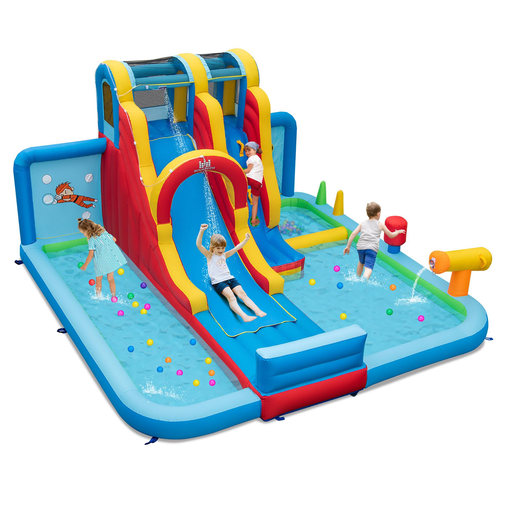 Alt View 8. Gymax - Gymax Inflatable Water Slide w/ Long Slide Climbing Wall Splash Pools without Blower - Multicolor.