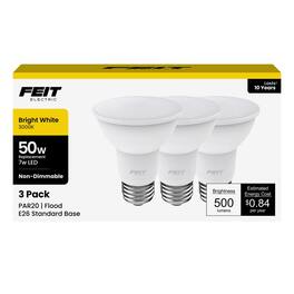 FEIT ELECTRIC - PAR20 E26 (Medium) LED Bulb Warm White 50 Watt Equivalence 3 pk