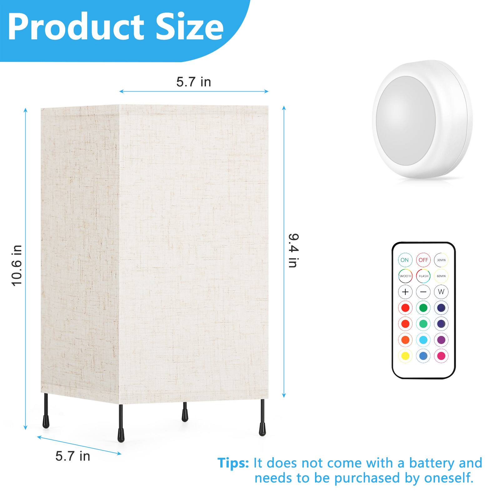 Product Size: 5.7 in x 10.6 in x 9.4 in

Tips: It does not come with a battery and needs to be purchased by oneself.