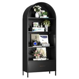 Boyel Living - 73-Inch Arched Metal Bookcase with Adjustable Shelves - Black