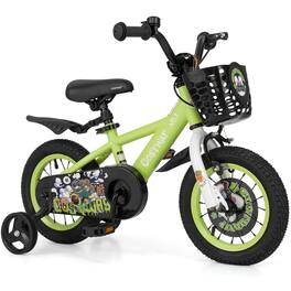 Costway - 12" Kid's Bike for 3-4 with Height-Adjustable Handlebar & Saddle Handbrake - Green