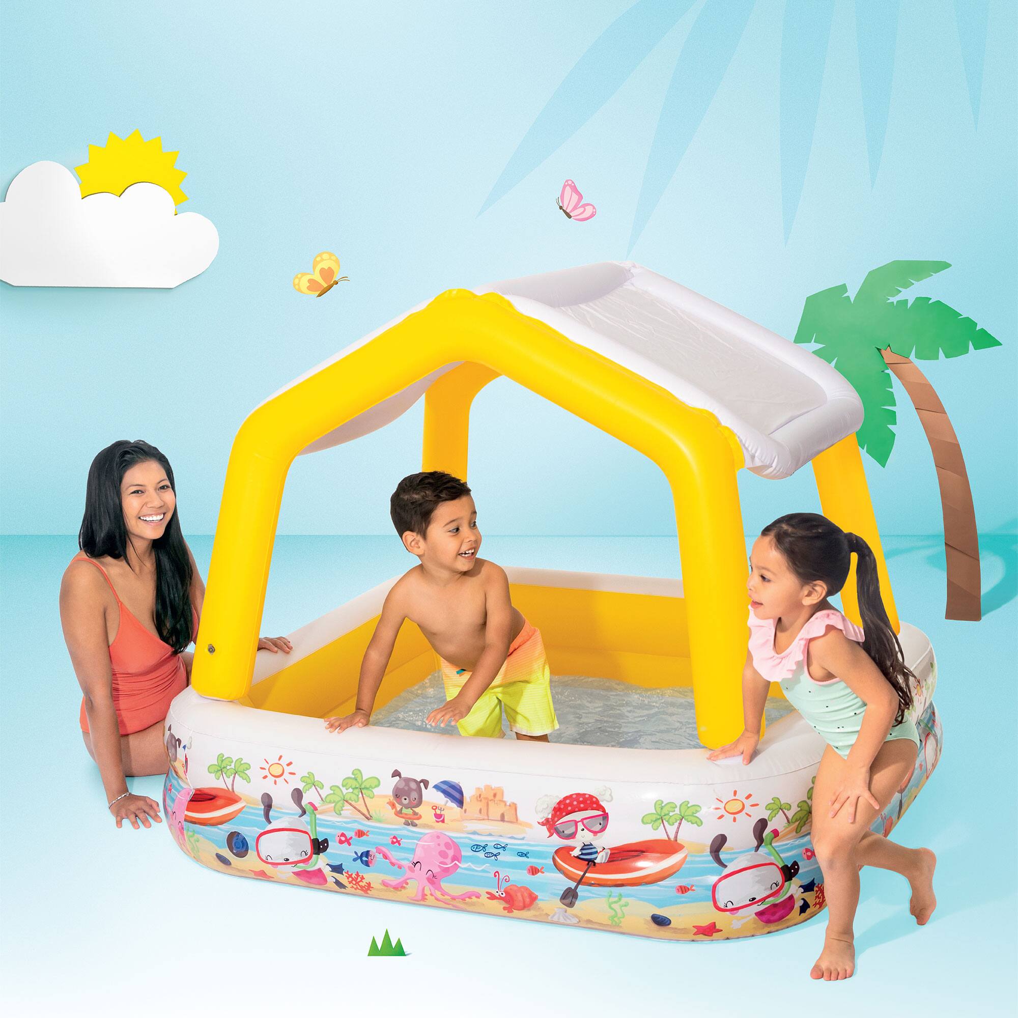 Alt View 8. Intex - Intex Inflatable Sun Shade Kiddie Pool and Multi-Colored Fun Ballz, 100 Pack - Multicolor.