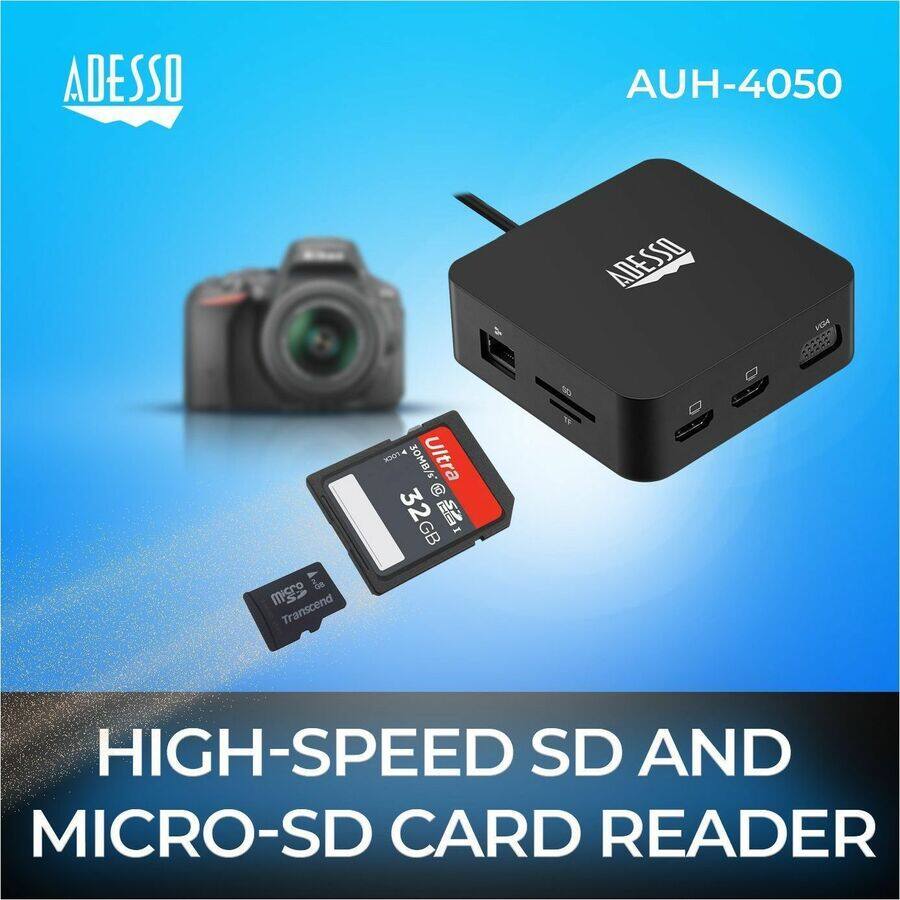 ADESSO AUH-4050

HIGH-SPEED SD AND MICRO-SD CARD READER