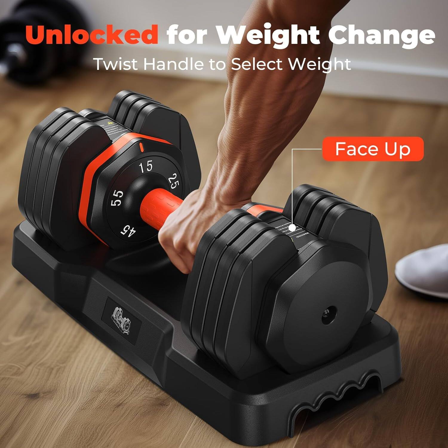 Unlocked for Weight Change  
Twist Handle to Select Weight  
Face Up