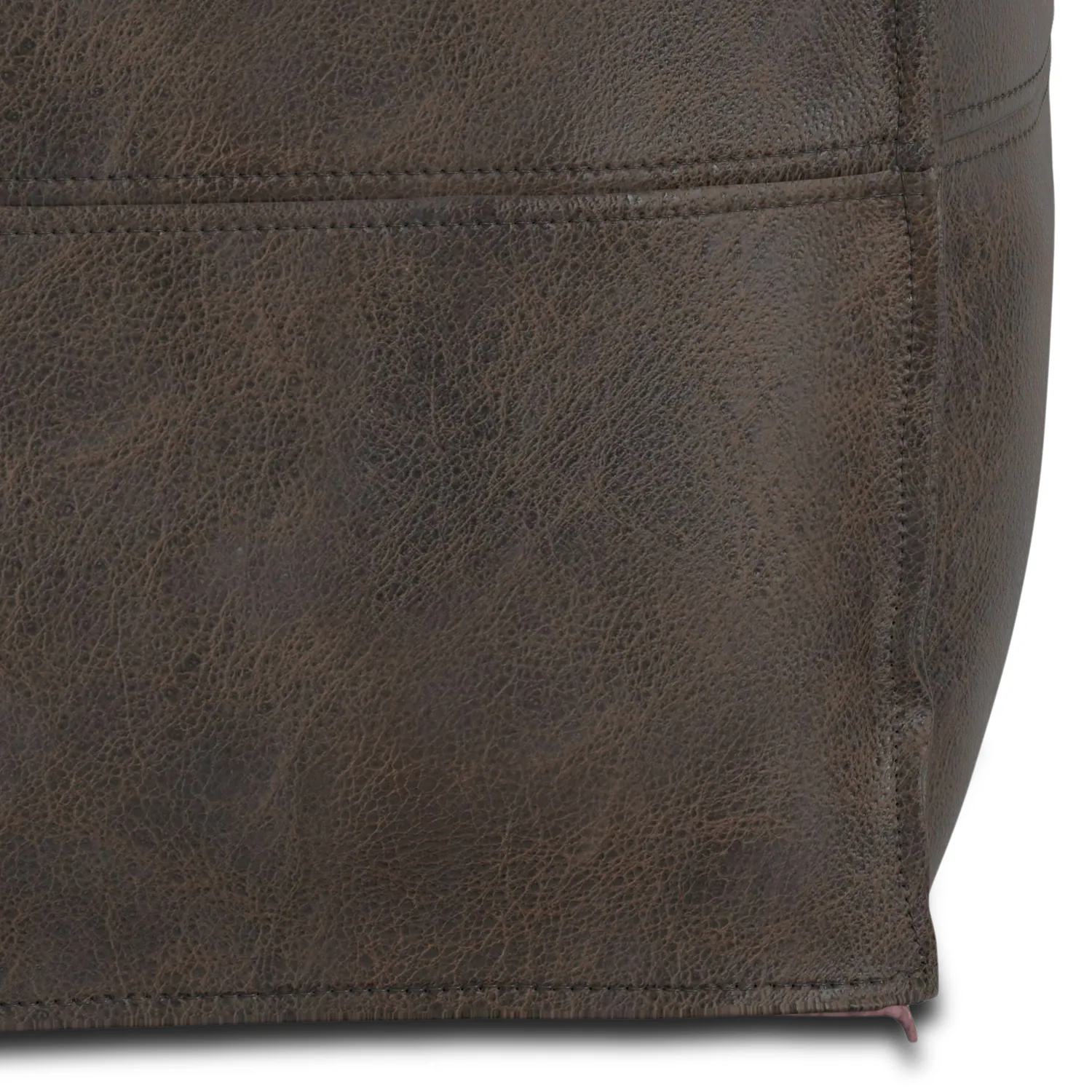 Alt View 3. Simpli Home - Simpli Home Sheffield 18 inch Wide Square Pouf in Distressed Dark Brown Genuine Leather - Distressed Dark Brown.