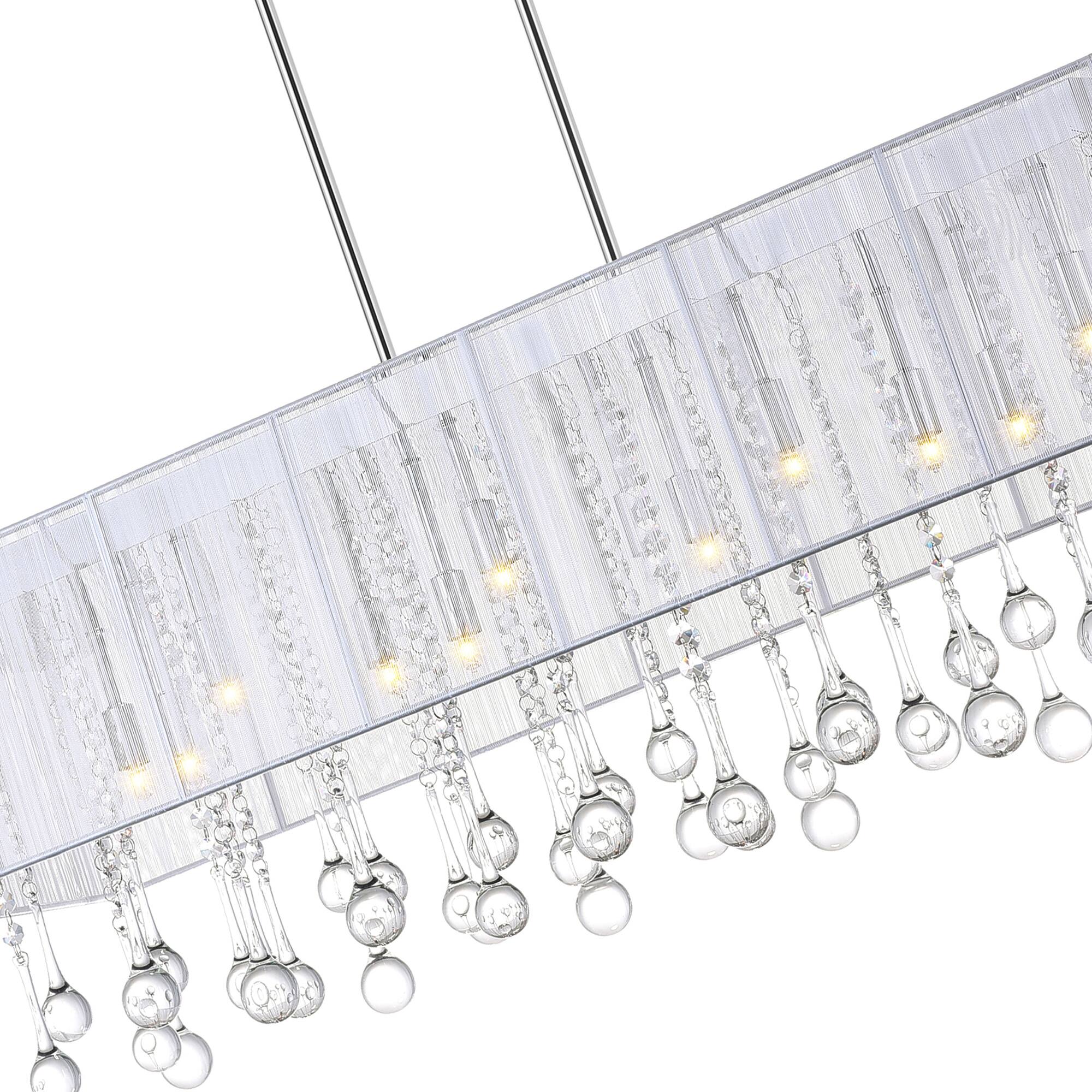 Left. CWI Lighting - Water Drop 14 Light Drum Shade Chandelier With Chrome Finish - Chrome.