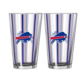 Logo Brands - Buffalo Bills Two-Piece 16oz. Striped Pint Glass Set - Multicolor