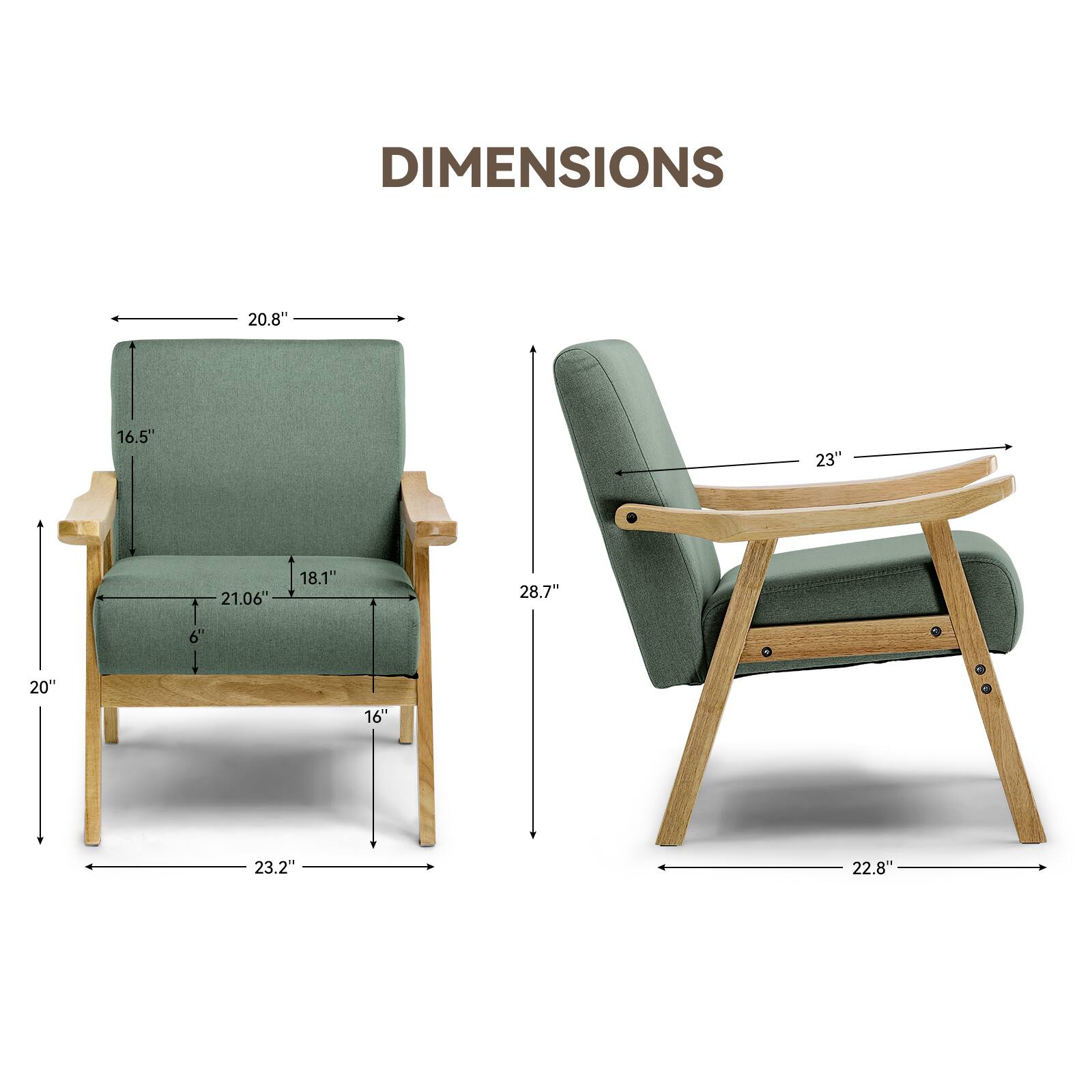DIMENSIONS

20.8"
16.5"
23"
21.06"
18.1"
28.7"
6"
20"
16"
23.2"
22.8"