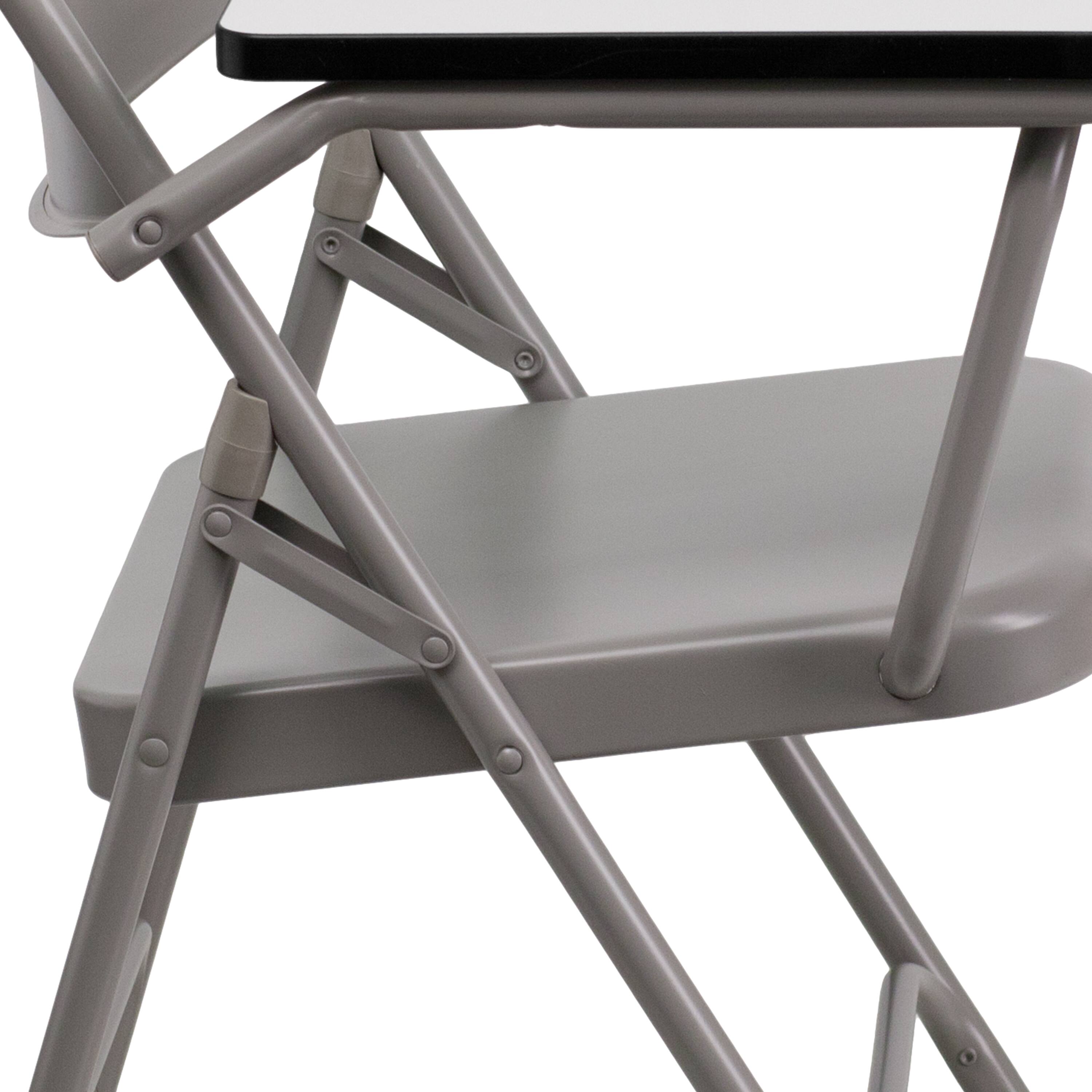 Alt View 9. Emma + Oliver - Premium Steel Folding Chair with Right Handed Tablet Arm - Event Chair - Beige.