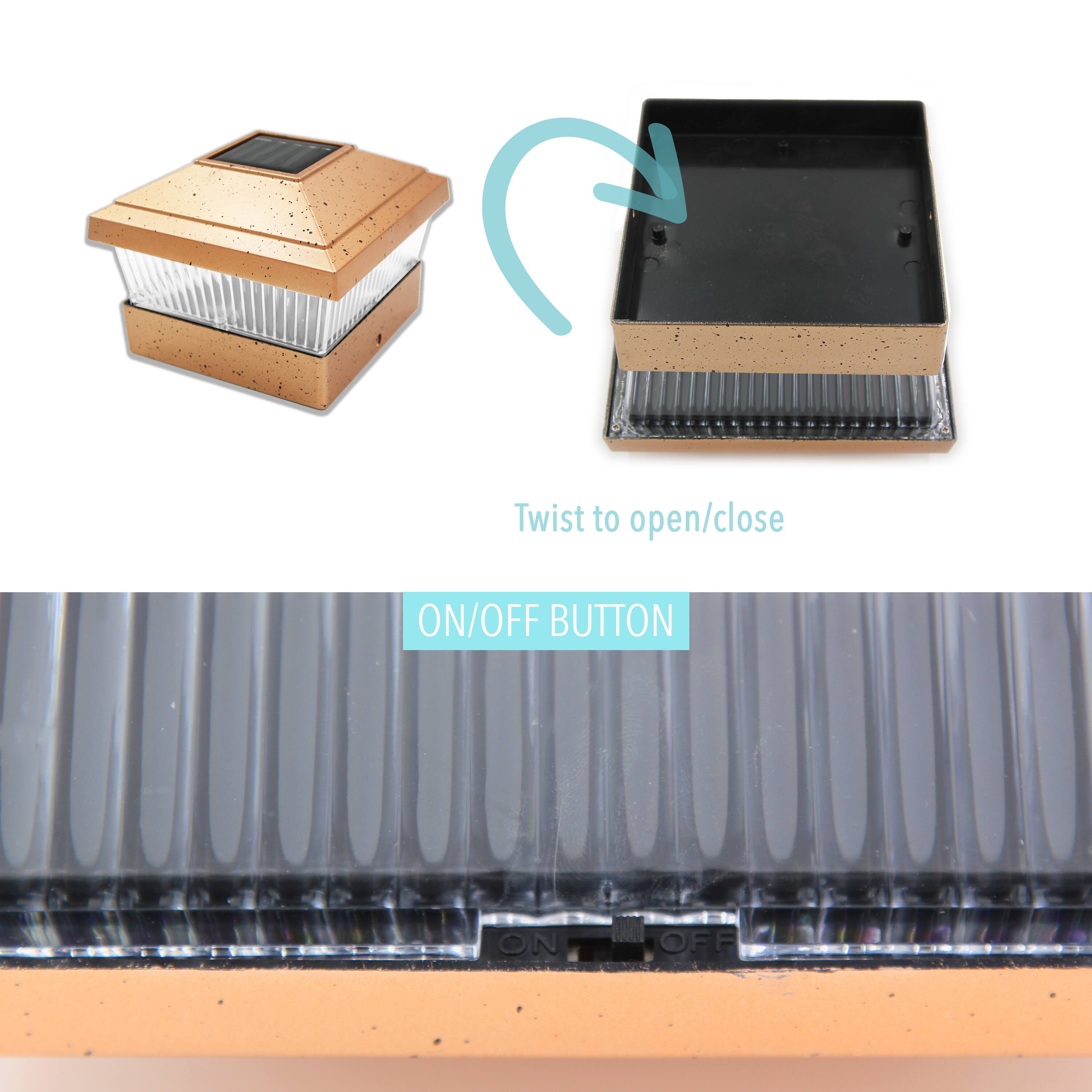 Twist to open/close

ON/OFF BUTTON