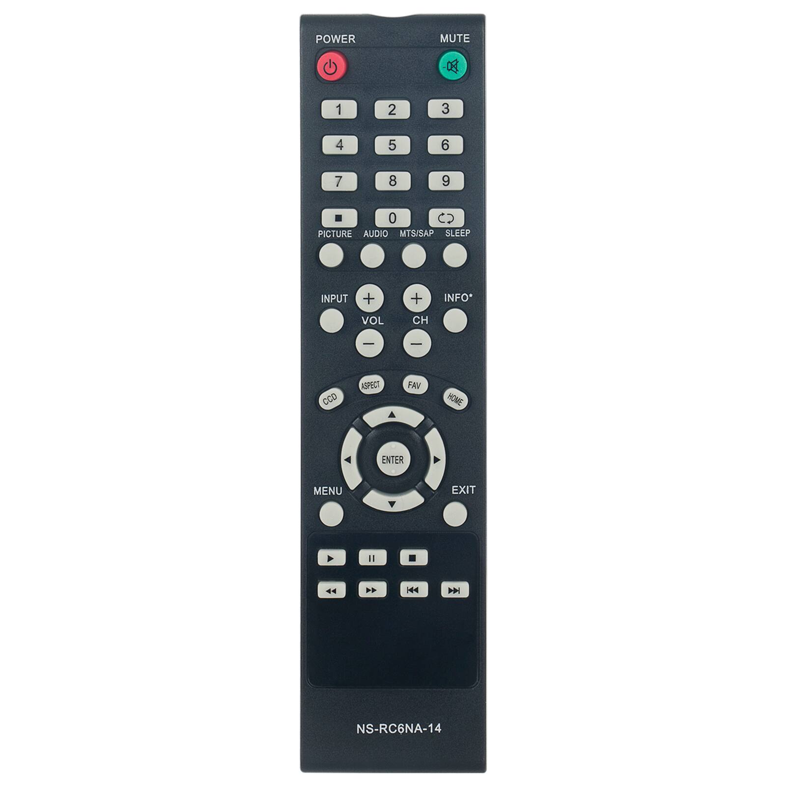 ZdalaMit - Replacement Remote NS-RC6NA-14 fit for INSIGNIA TV NS-24E40SNA14 NS-32D20SNA14 - Black
