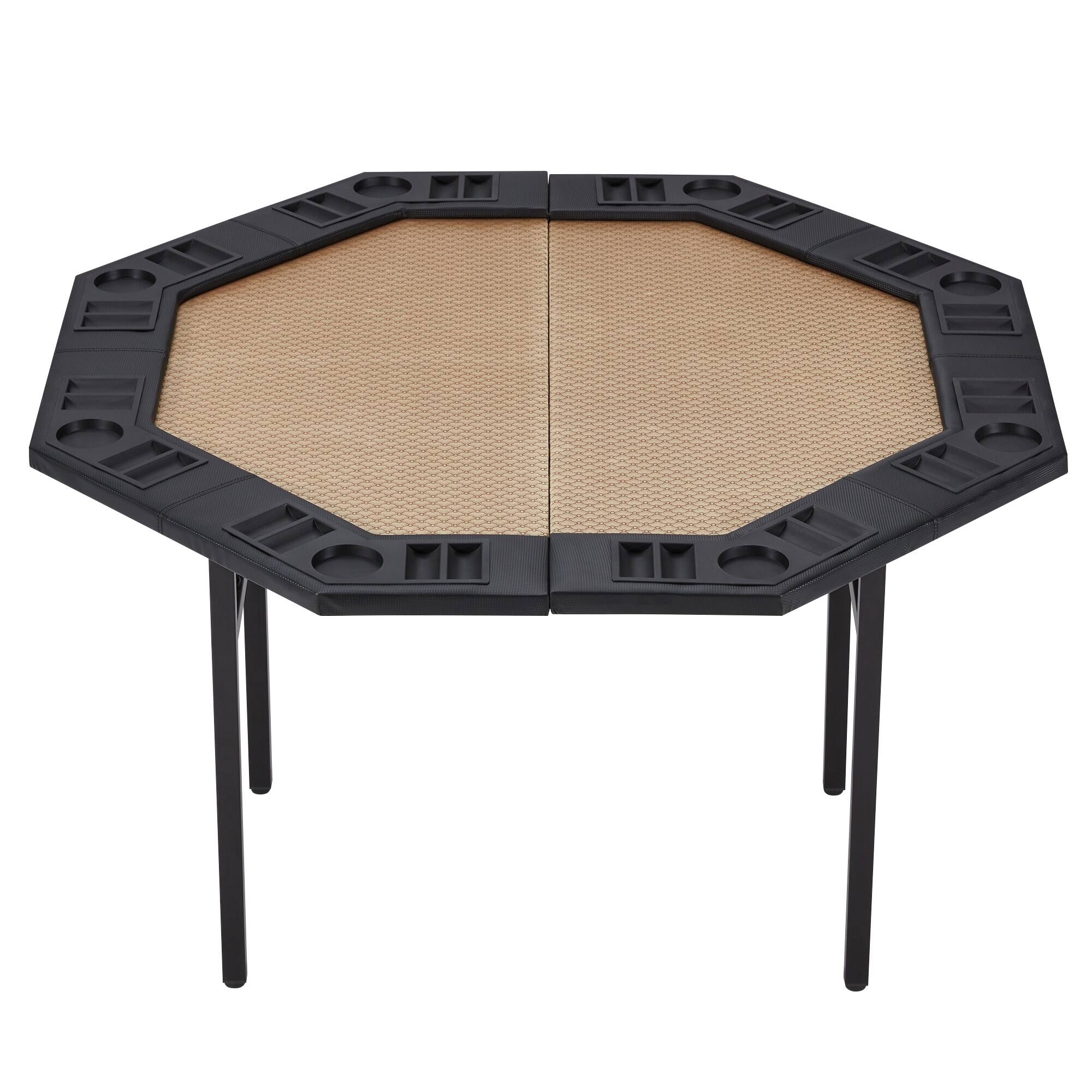 Alt View 6. U-HOMY - Foldable 8-Player Poker Table with Cup Holders and Chip Trays, Portable Folding Card Table for Game Nights.