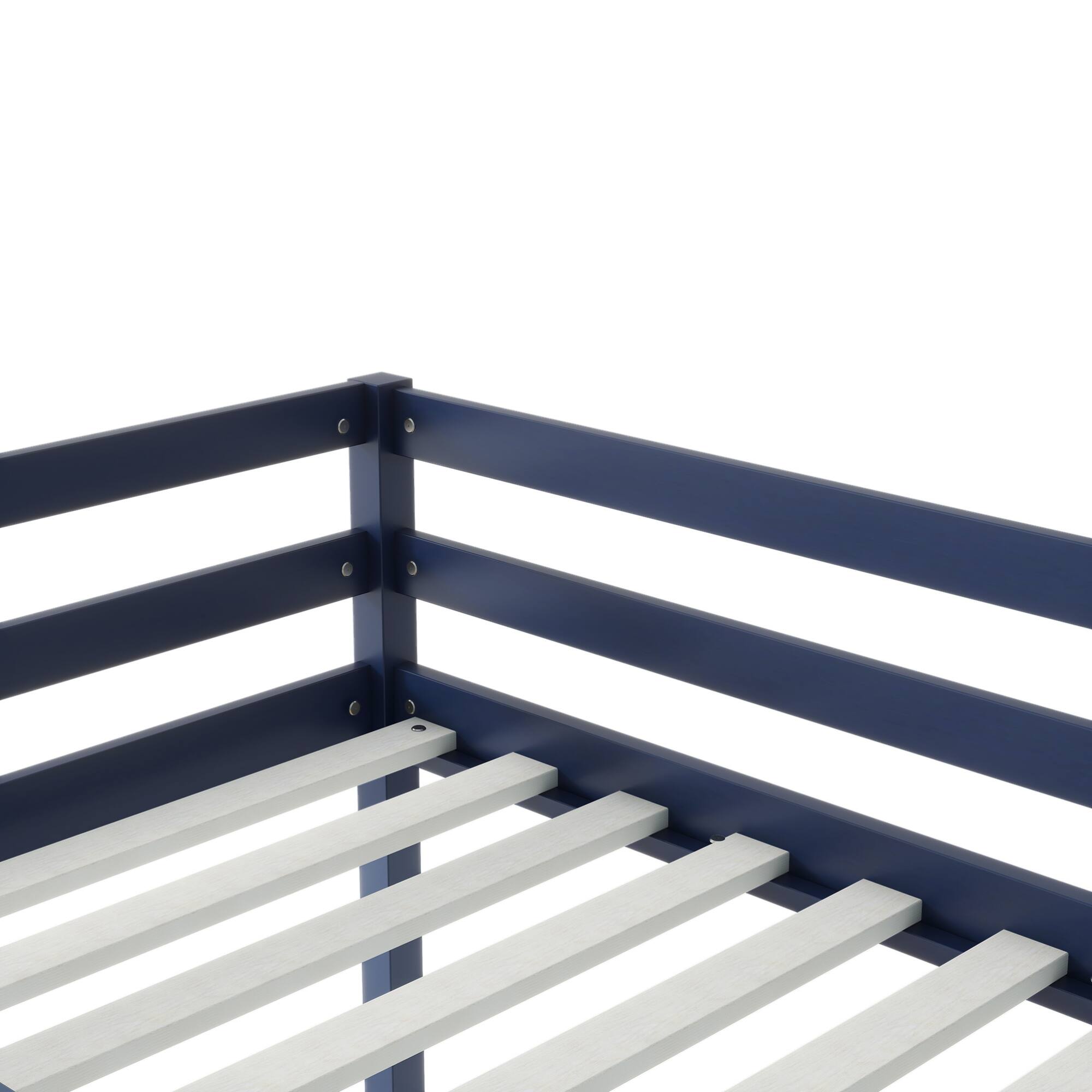 Alt View 2. GOODSILO - Solid Wood Twin Loft Bed with Ladder and Strengthened Slats for Enhanced Stability and Space Optimization - Blue.