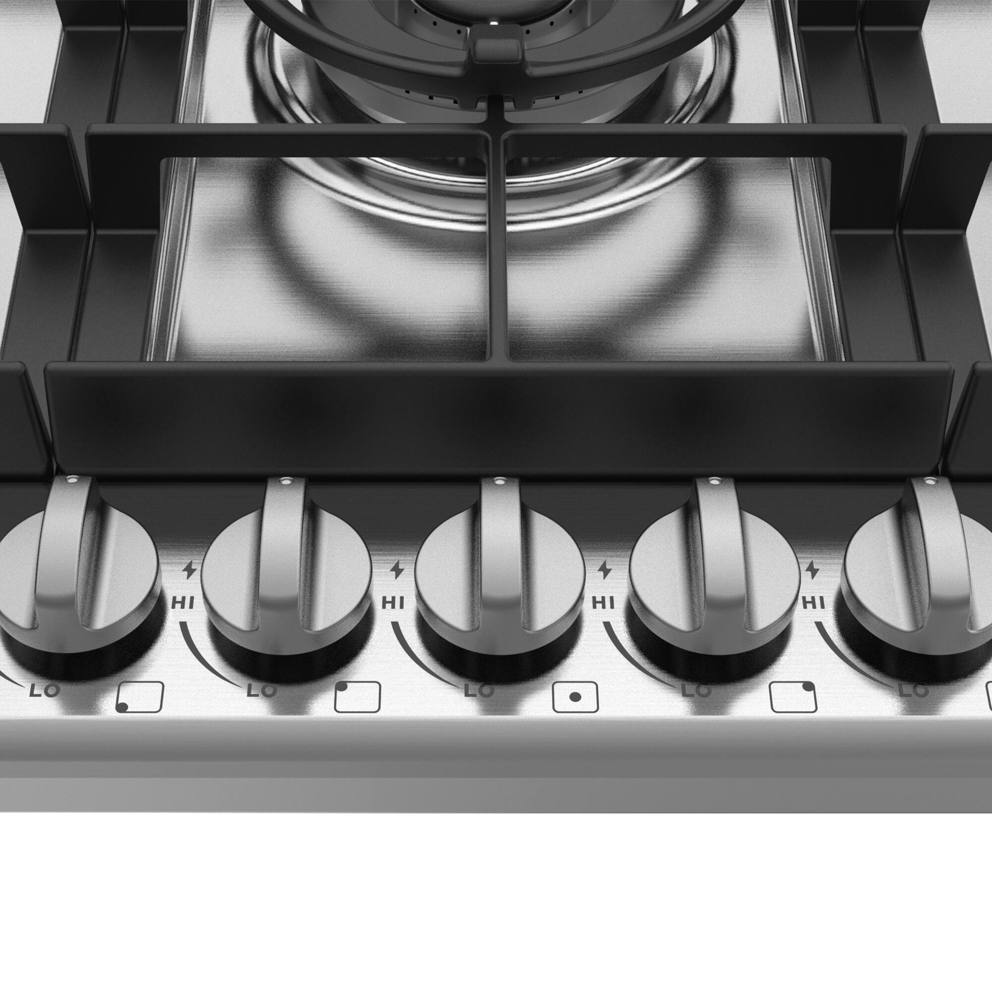 Alt View 1. RCA - R-CTGC305SS 30 in. Century Collection Drop-In Gas Cooktop, 5 Burners, Cast Iron Grates, Metal Knobs in Stainless Steel - Stainless Steel.