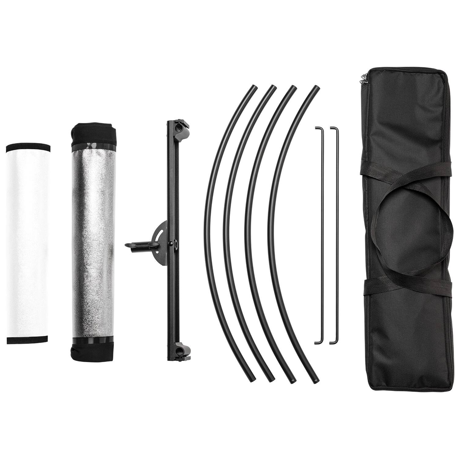 Left. Westcott - Westcott Eyelighter 3 (Silver, White, and Sunlight Fabric).