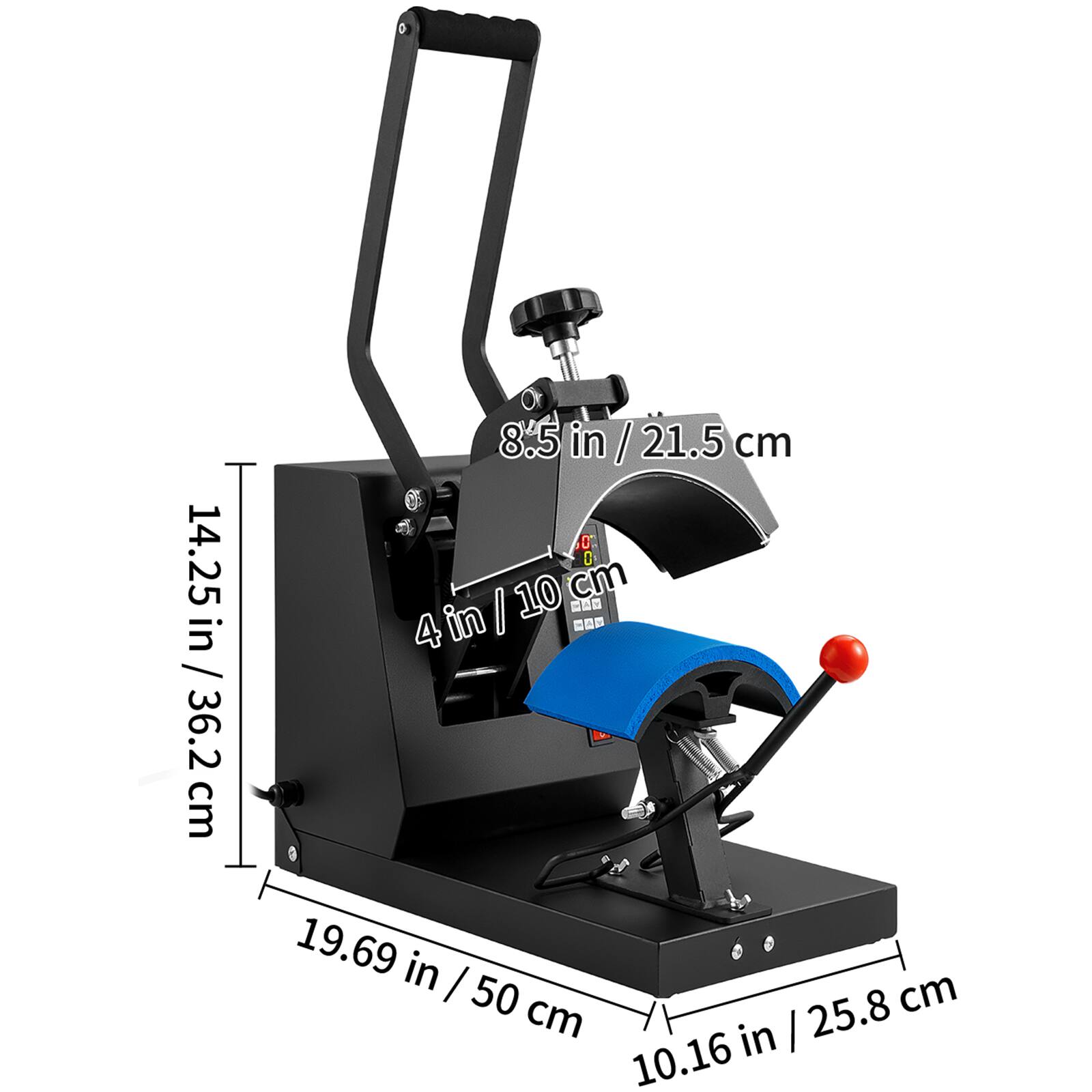14.25 in / 36.2 cm, 8.5 in / 21.5 cm, 4 in / 10 cm, 19.69 in / 50 cm, 10.16 in / 25.8 cm