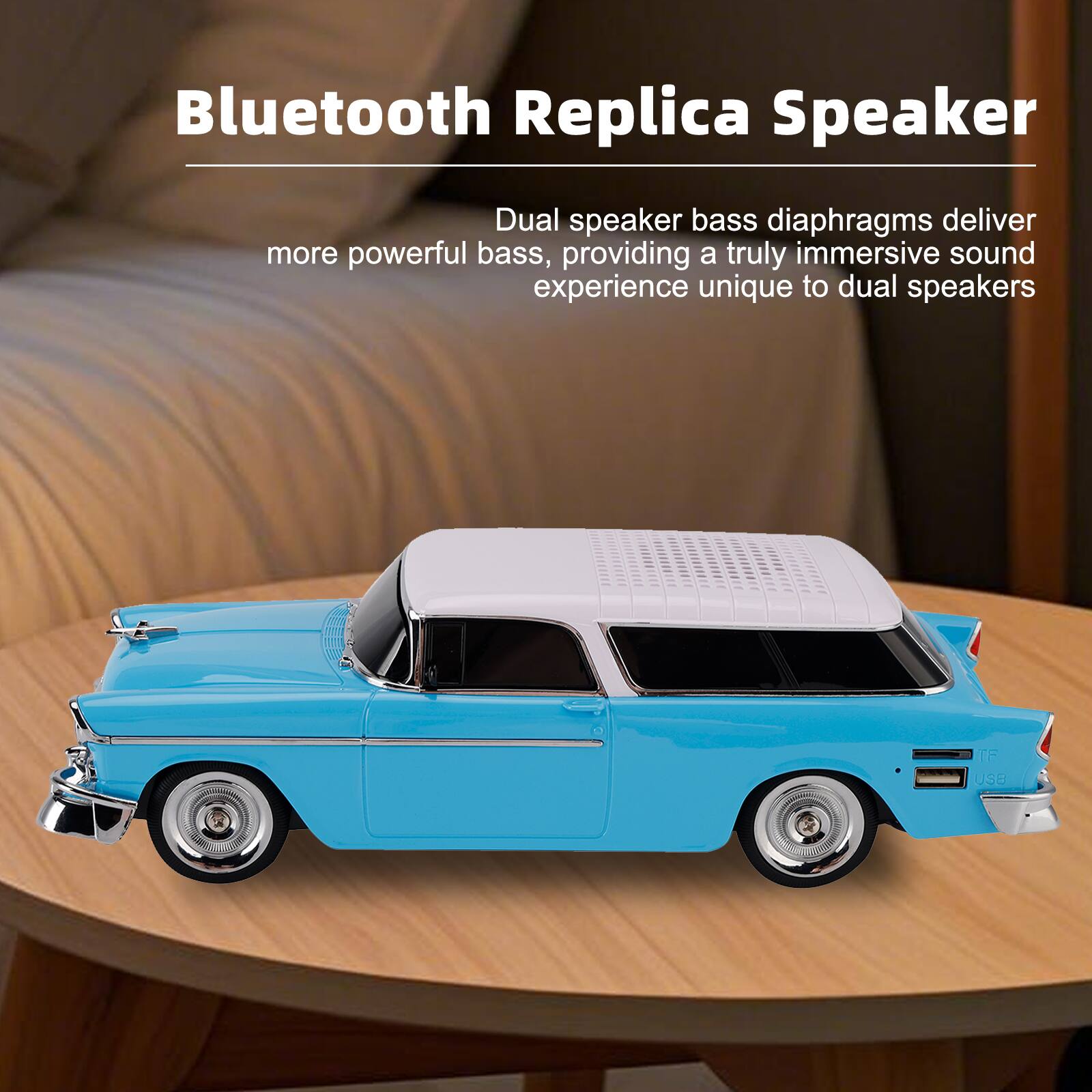 Bluetooth Replica Speaker

Dual speaker bass diaphragms deliver more powerful bass, providing a truly immersive sound experience unique to dual speakers