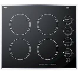 SUMMIT - 24" Wide 230V 4-Burner Radiant Cooktop - Black