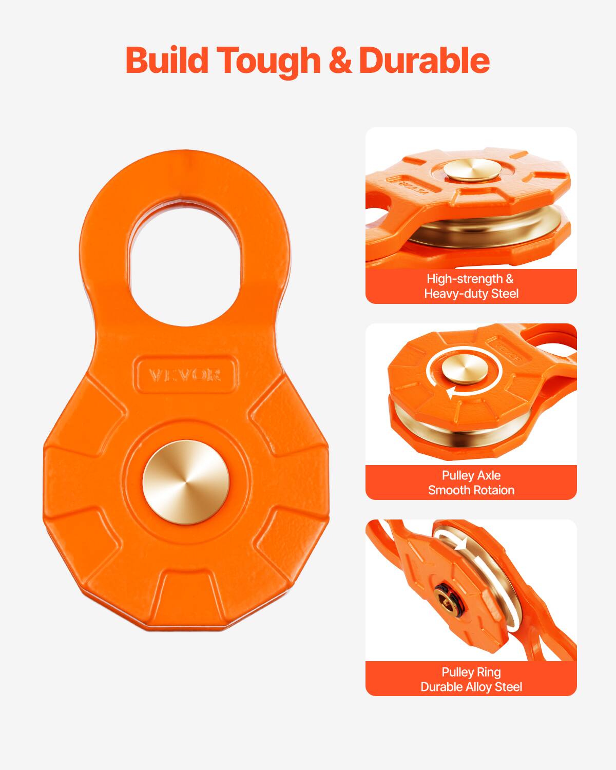 Build Tough & Durable

High-strength & Heavy-duty Steel

WEWOR 8

Smooth Pulley Rotation

Axle

Pulley Ring

Durable Alloy Steel