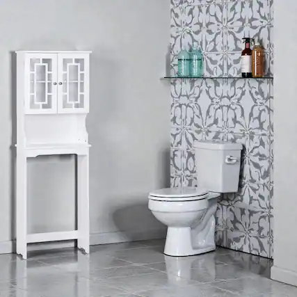 Front. Hivvago - Bathroom Space-Saving Organizer with Adjustable Shelving - White.