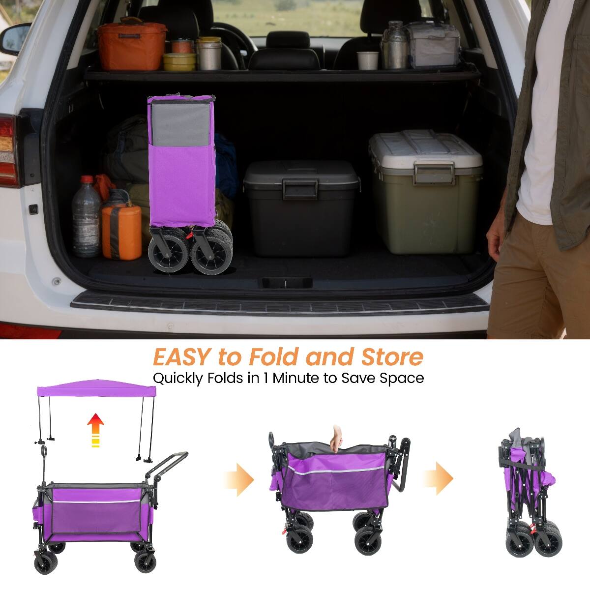 EASY to Fold and Store  
Quickly Folds in 1 Minute to Save Space