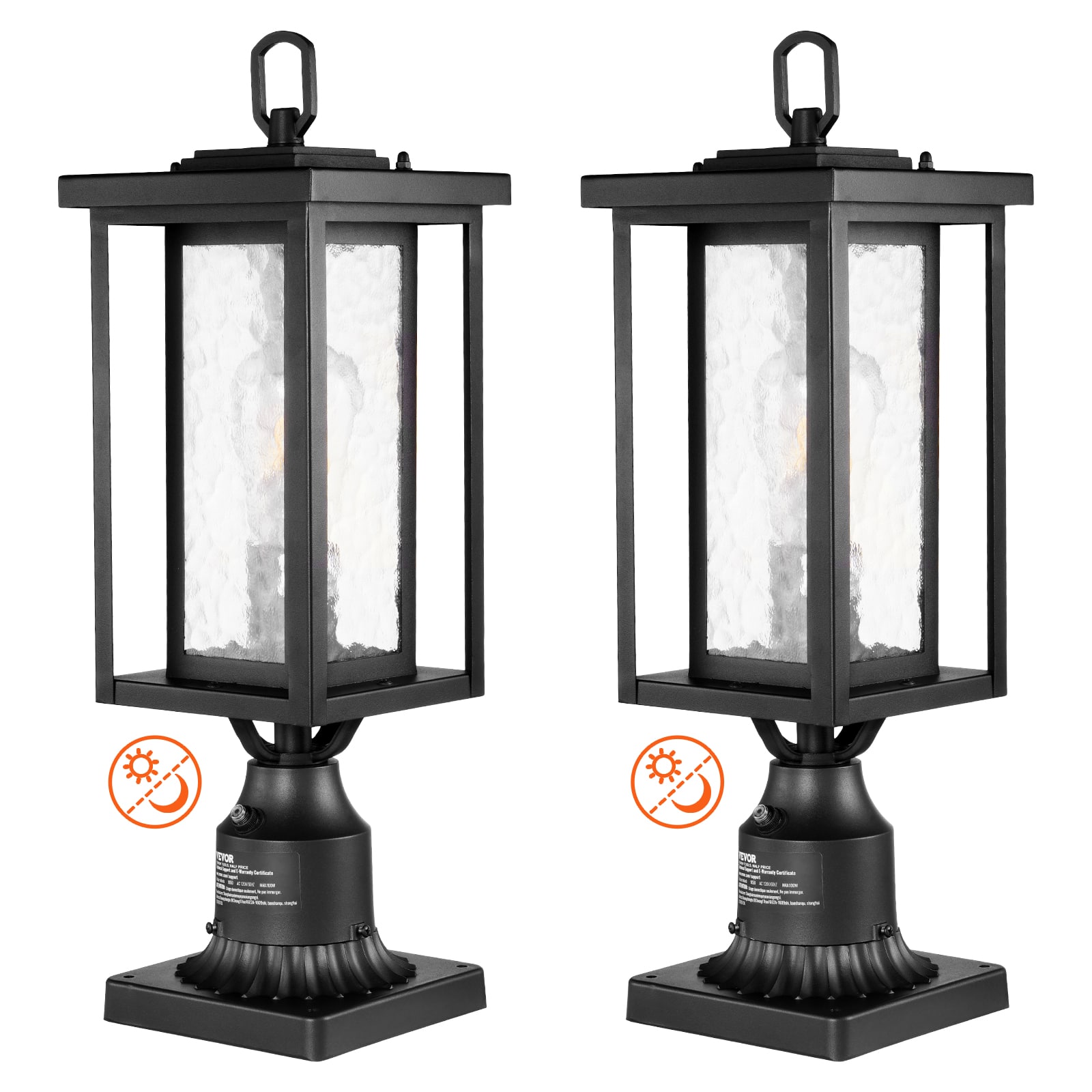 VEVOR - 2 Pack Dusk to Dawn Outdoor Post Light, 17.72 in, Waterproof Lamp Post Light Fixtures - Black