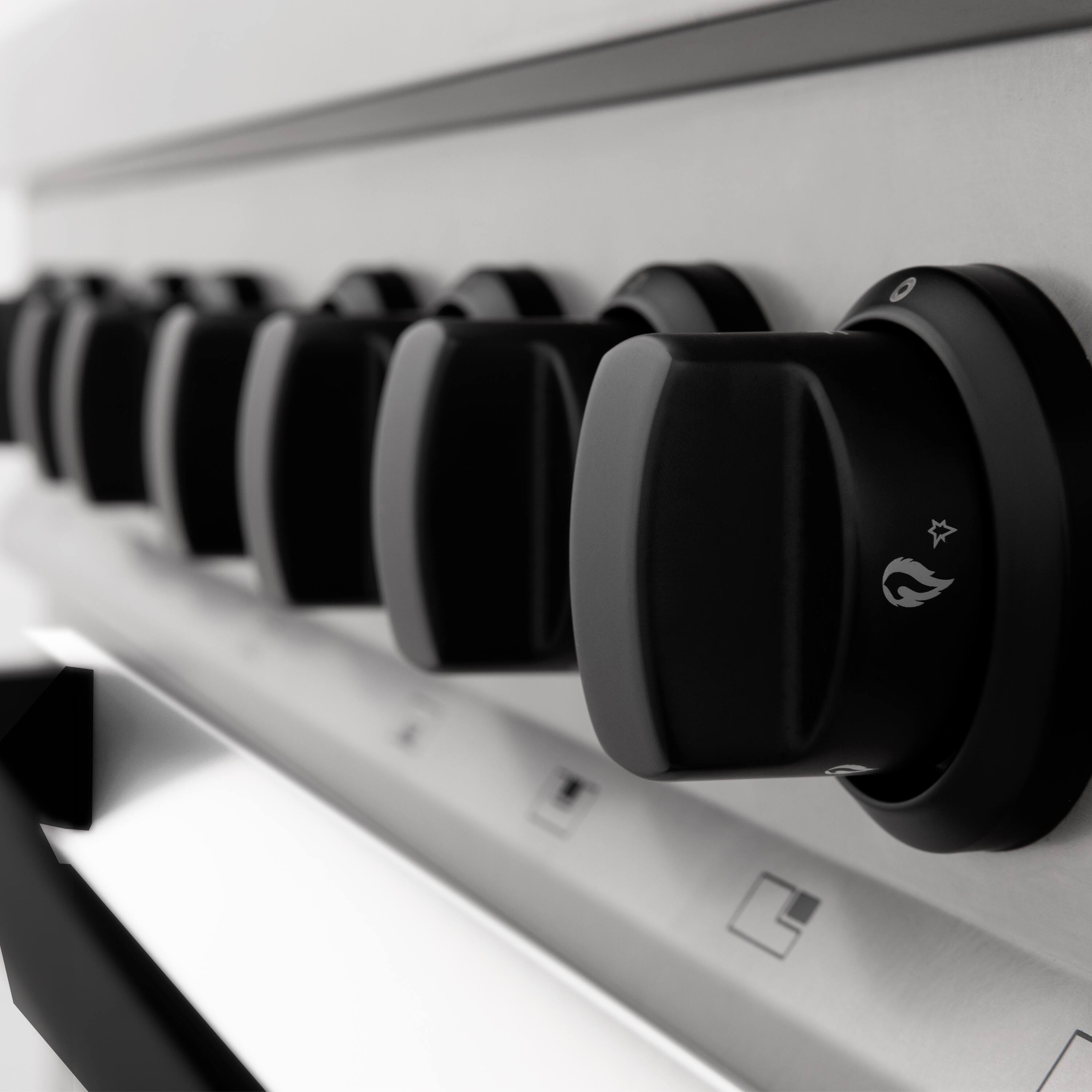 Alt View 5. ZLINE - Autograph 30" Legacy Dual Fuel Range w/ 4 Burners & White & Black Accents (RAZ-WM-30-MB) - Stainless Steel/Matte White.